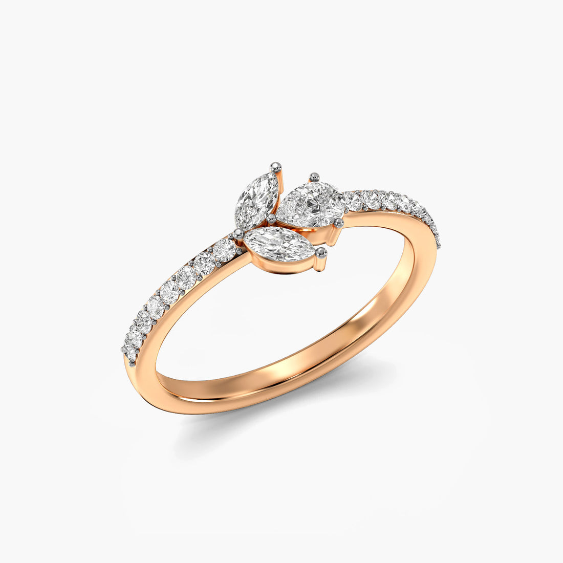 Opulent Luxe - 3D View in Rose Gold - Diamond Ring by Moena