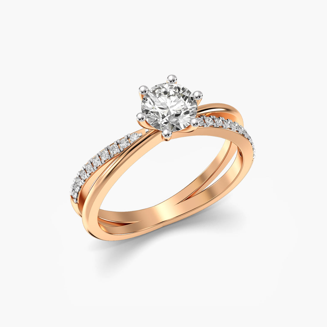 Lustrous Arc Solitaire Ring - 3D View in Rose Gold - Diamond Ring by Moena