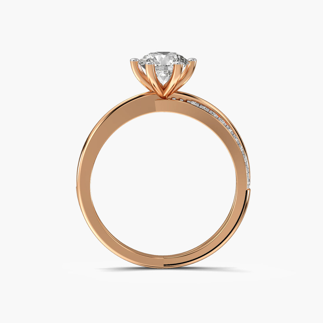 Lustrous Arc Solitaire Ring - Front View in Rose Gold - Diamond Ring by Moena