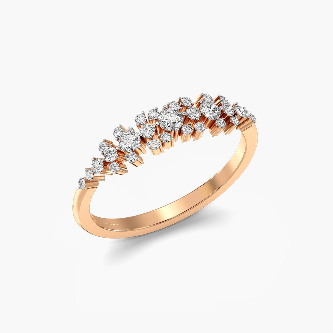 Starlight Cluster Ring - 3D View in Rose Gold - Diamond Ring by Moena