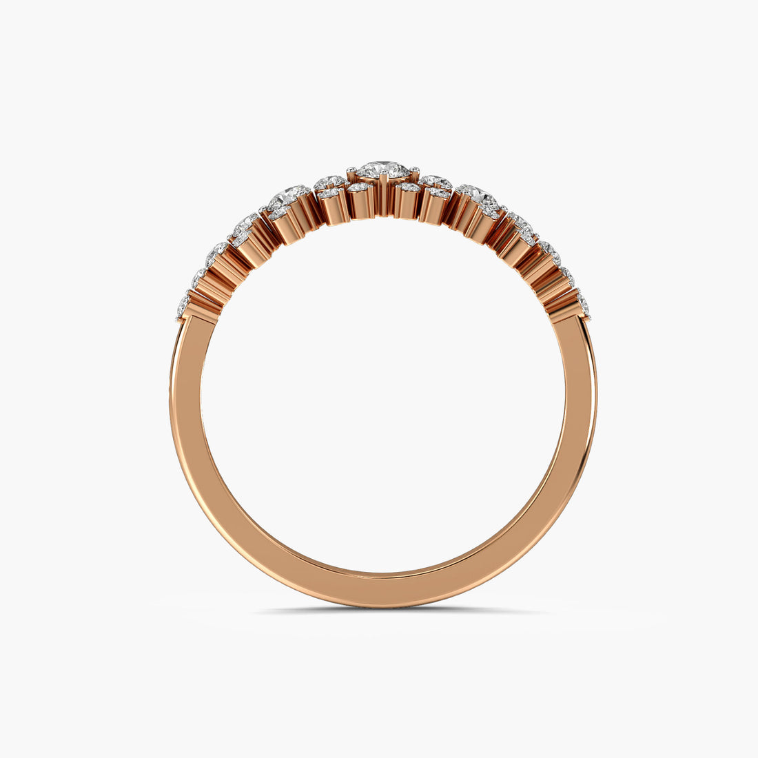 Starlight Cluster Ring - Front View in Rose Gold - Diamond Ring by Moena