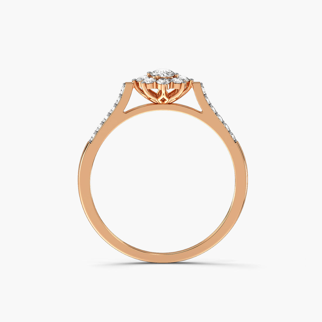 Floral Charm - Front View in Rose Gold - Diamond Ring by Moena