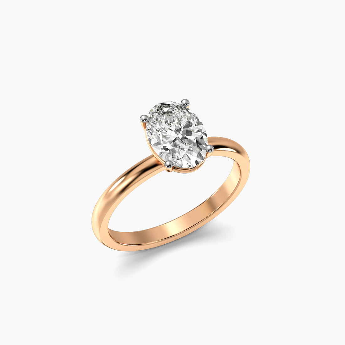 Oval Allure - 3D View in Rose Gold - Oval Diamond Ring by Moena