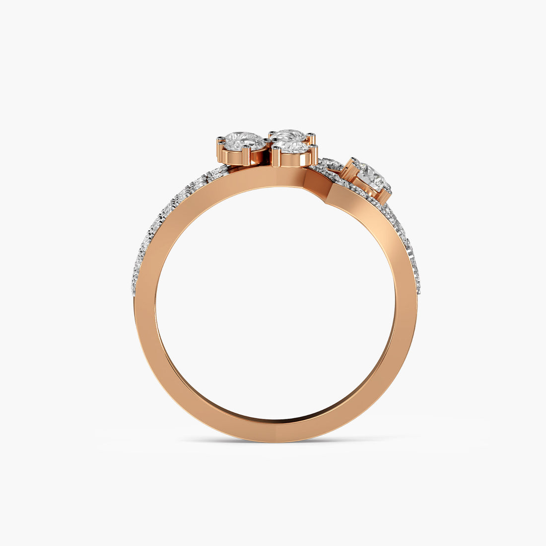 Floral Elegance Ring - Front View in Rose Gold - Diamond Ring by Moena