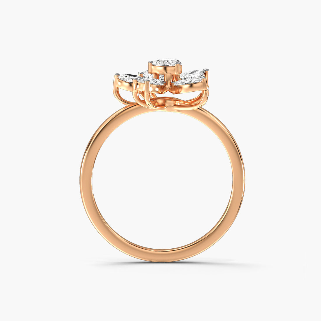 Petals of Passion - Front View in Rose Gold - Diamond Ring by Moena