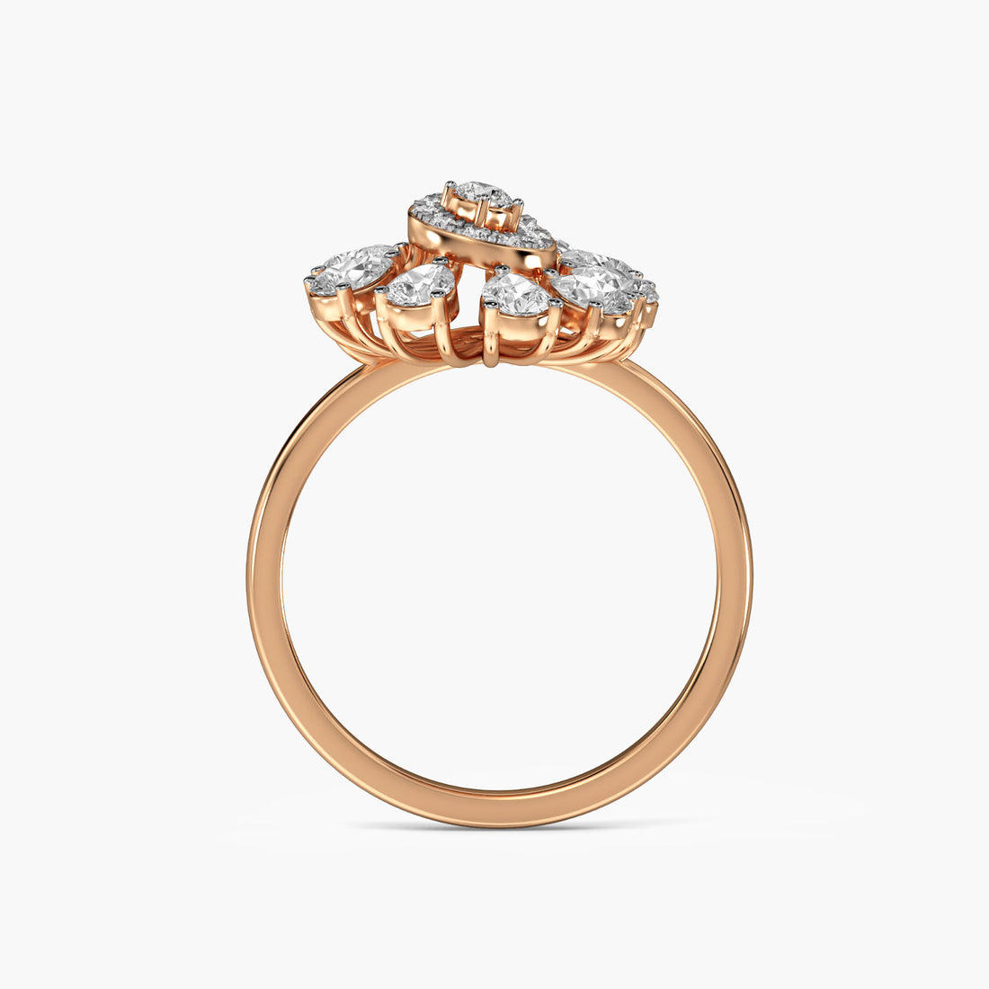 Radiant Swirl Ring - Front View in Rose Gold - Radiant Diamond Ring by Moena