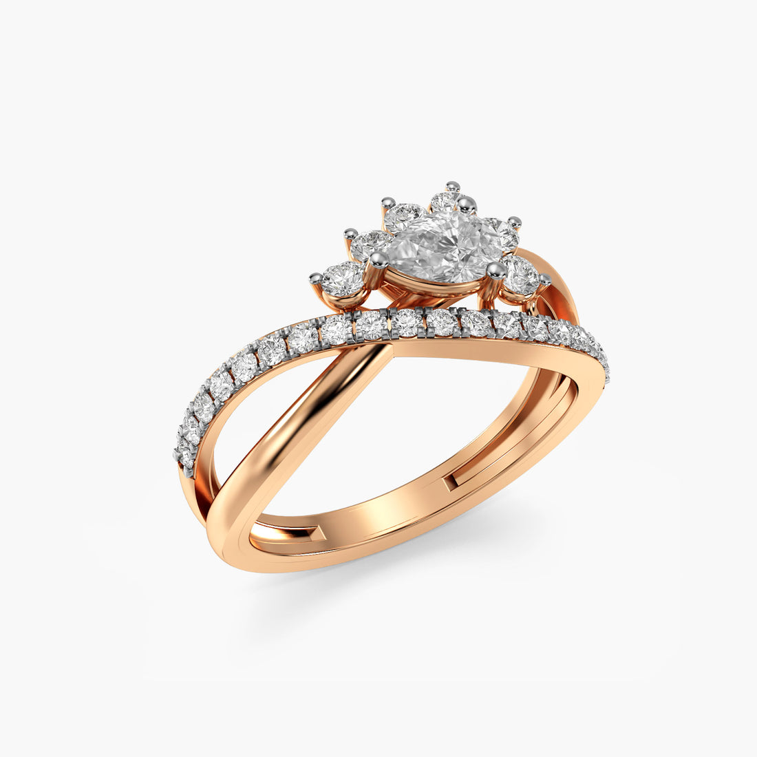 Celestial Crown Ring - 3D View in Rose Gold - Diamond Ring by Moena
