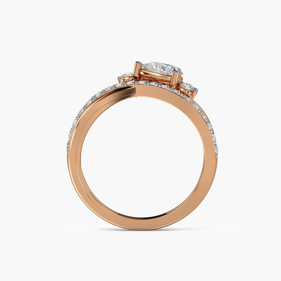 Celestial Crown Ring - Front View in Rose Gold - Diamond Ring by Moena