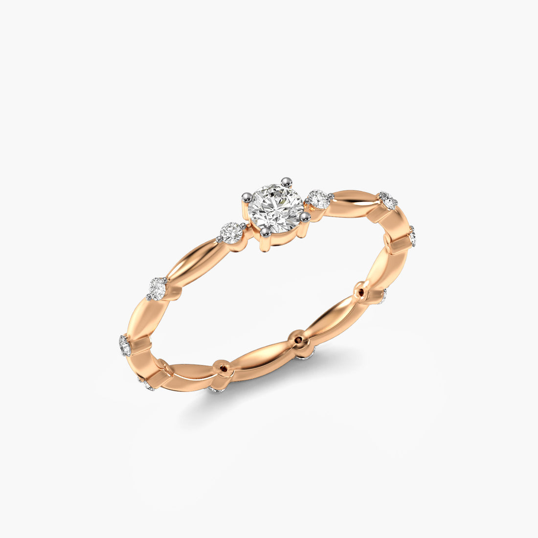 Endless Circle - 3D View in Rose Gold - Diamond Ring by Moena