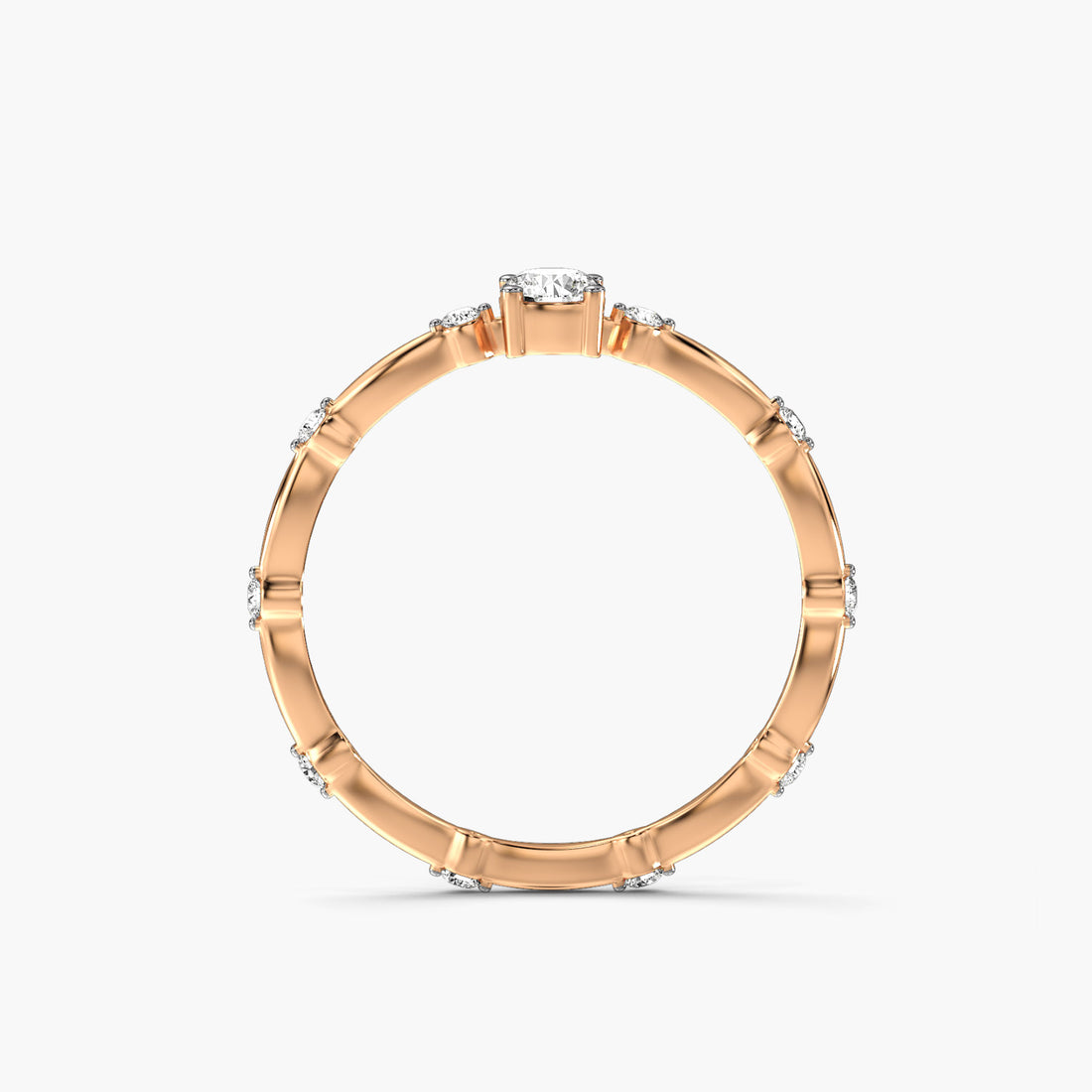 Endless Circle - Front View in Rose Gold - Diamond Ring by Moena