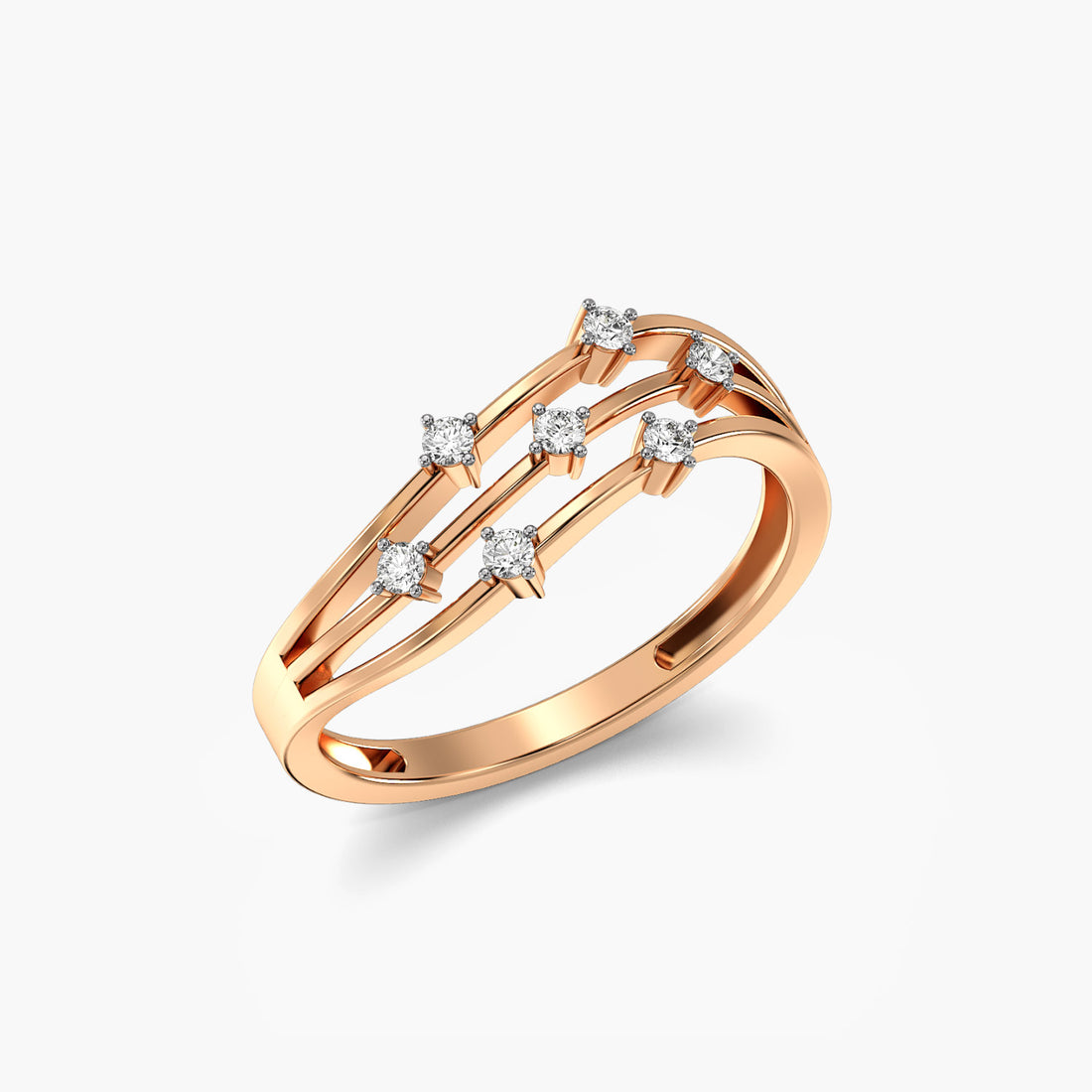 Tidal Rhythm - 3D View in Rose Gold - Diamond Ring by Moena