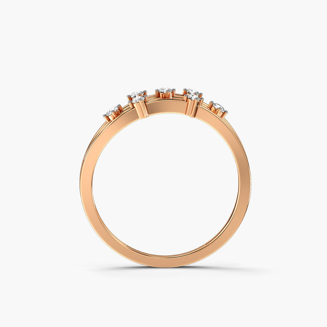 Tidal Rhythm - Front View in Rose Gold - Diamond Ring by Moena