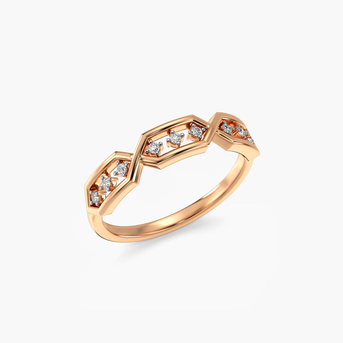 Ember Echo - 3D View in Rose Gold - Diamond Ring by Moena