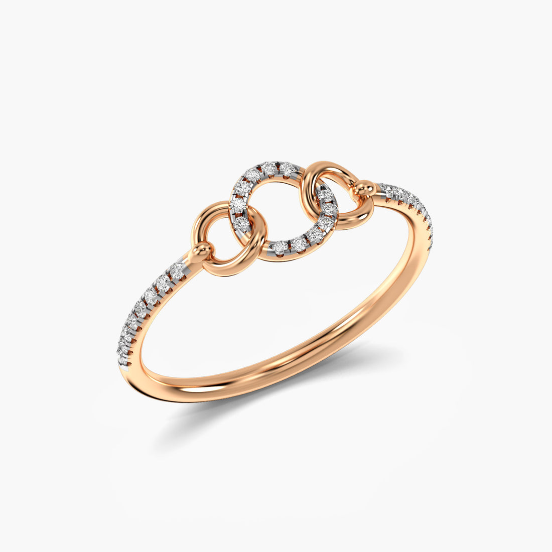 Infinity Link Ring - 3D View in Rose Gold - Diamond Ring by Moena