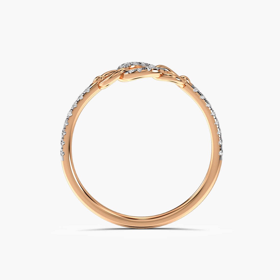 Infinity Link Ring - Front View in Rose Gold - Diamond Ring by Moena