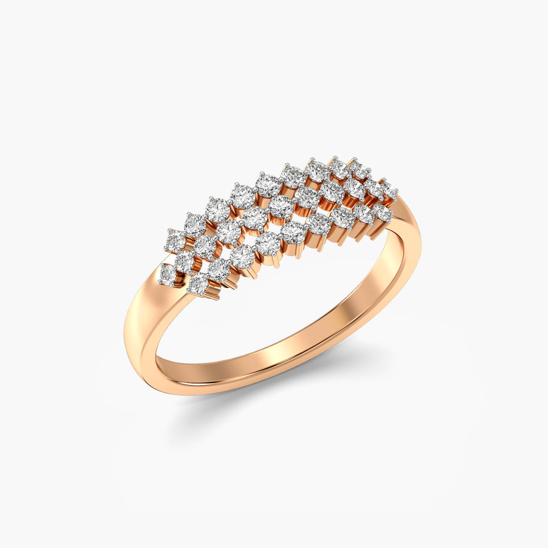 Celestial Cascade - 3D View in Rose Gold - Diamond Ring by Moena