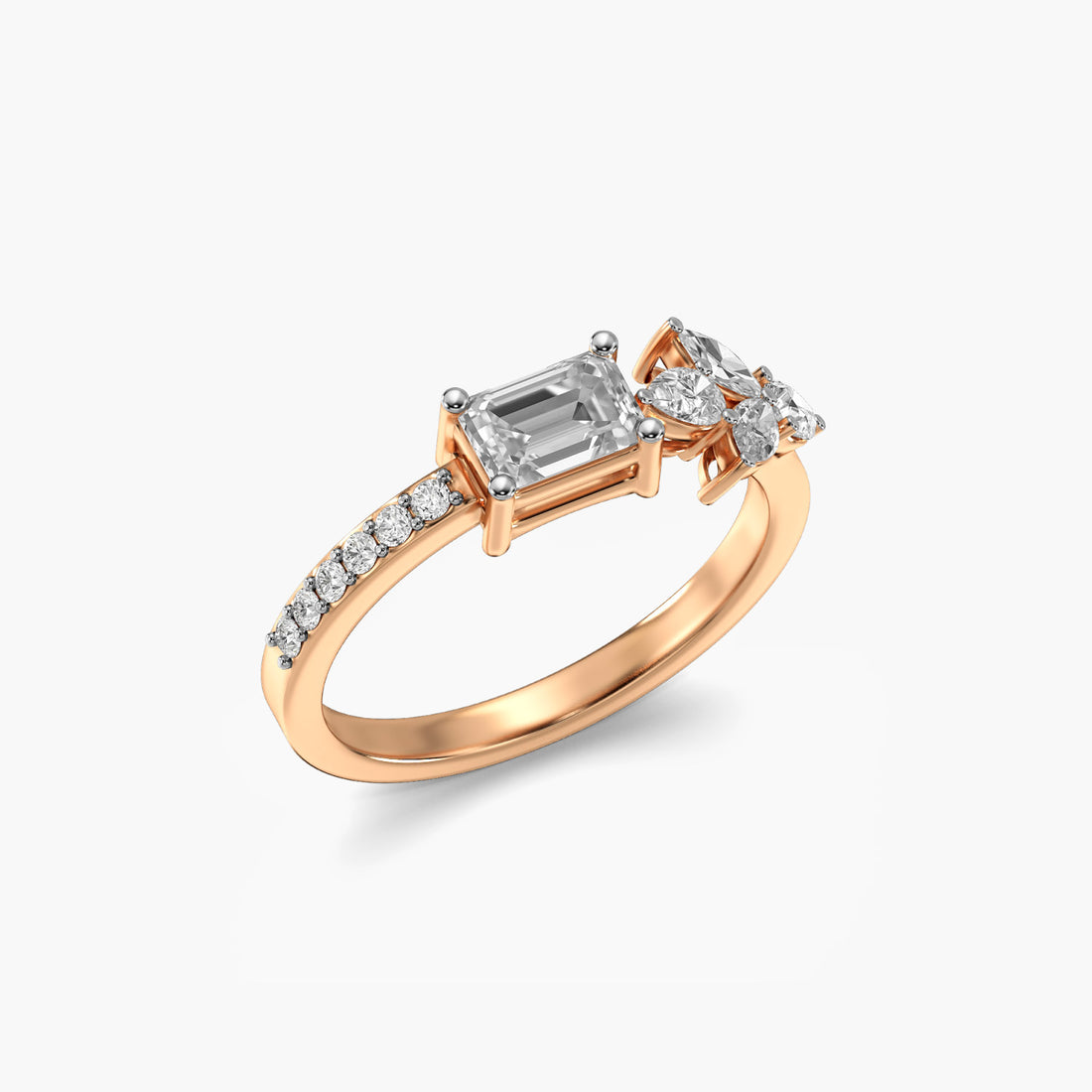 Regal Cluster Ring - 3D View in Rose Gold - Diamond Ring by Moena