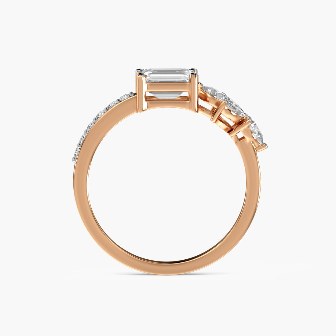 Regal Cluster Ring - Front View in Rose Gold - Diamond Ring by Moena