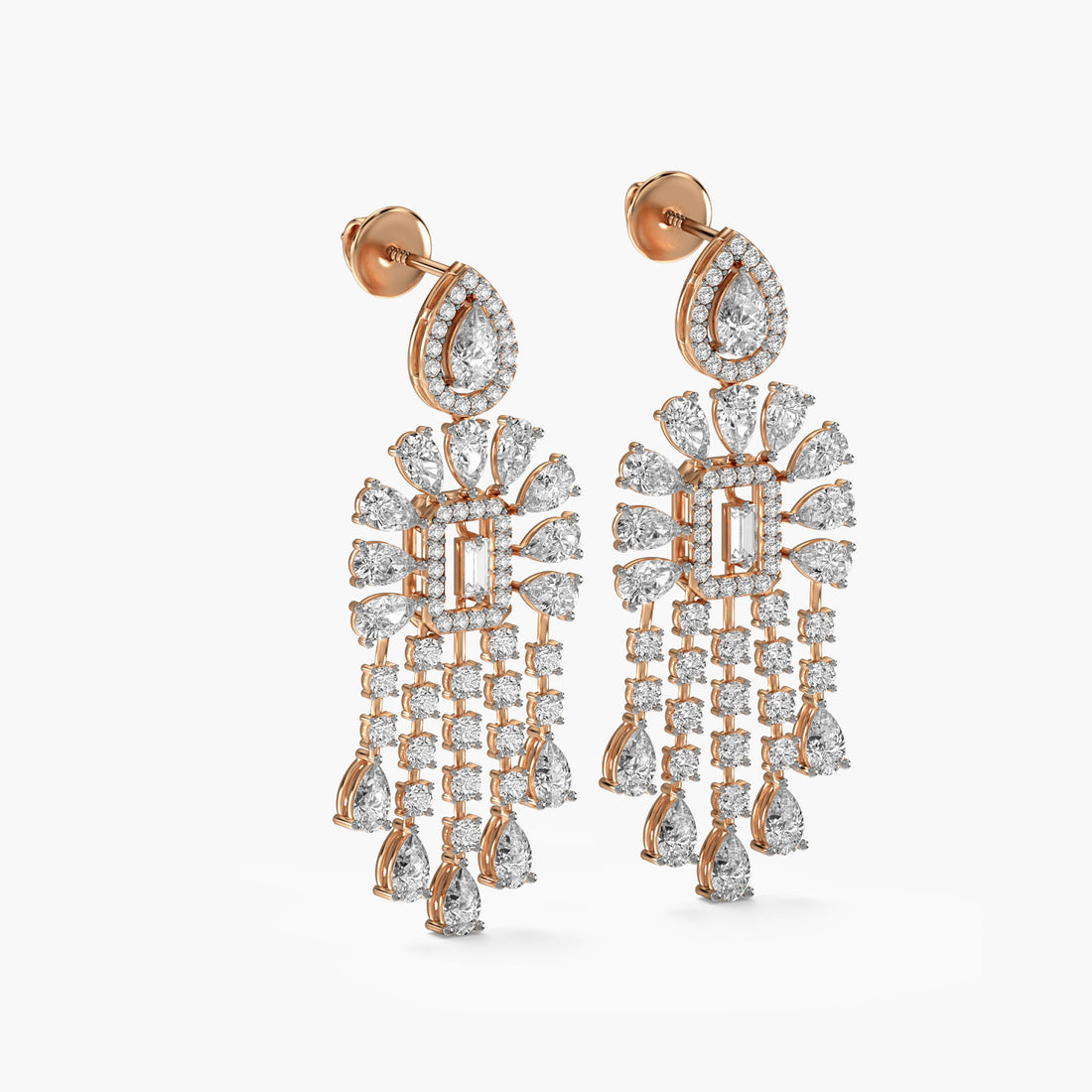 Regal Cascade - 3D View in Rose Gold - Diamond Jewellery by Moena