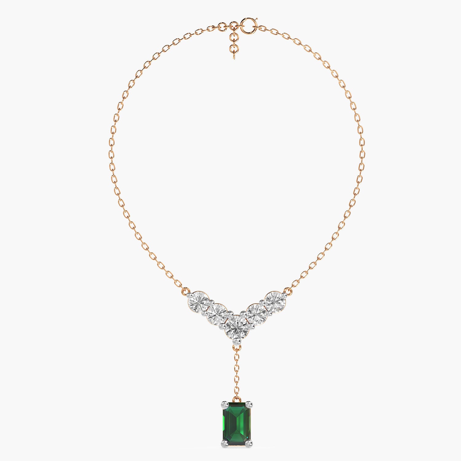 V-Shaped Diamond Drop Necklace(With Chain) - MOENA | Lab Grown Diamond Jewellery