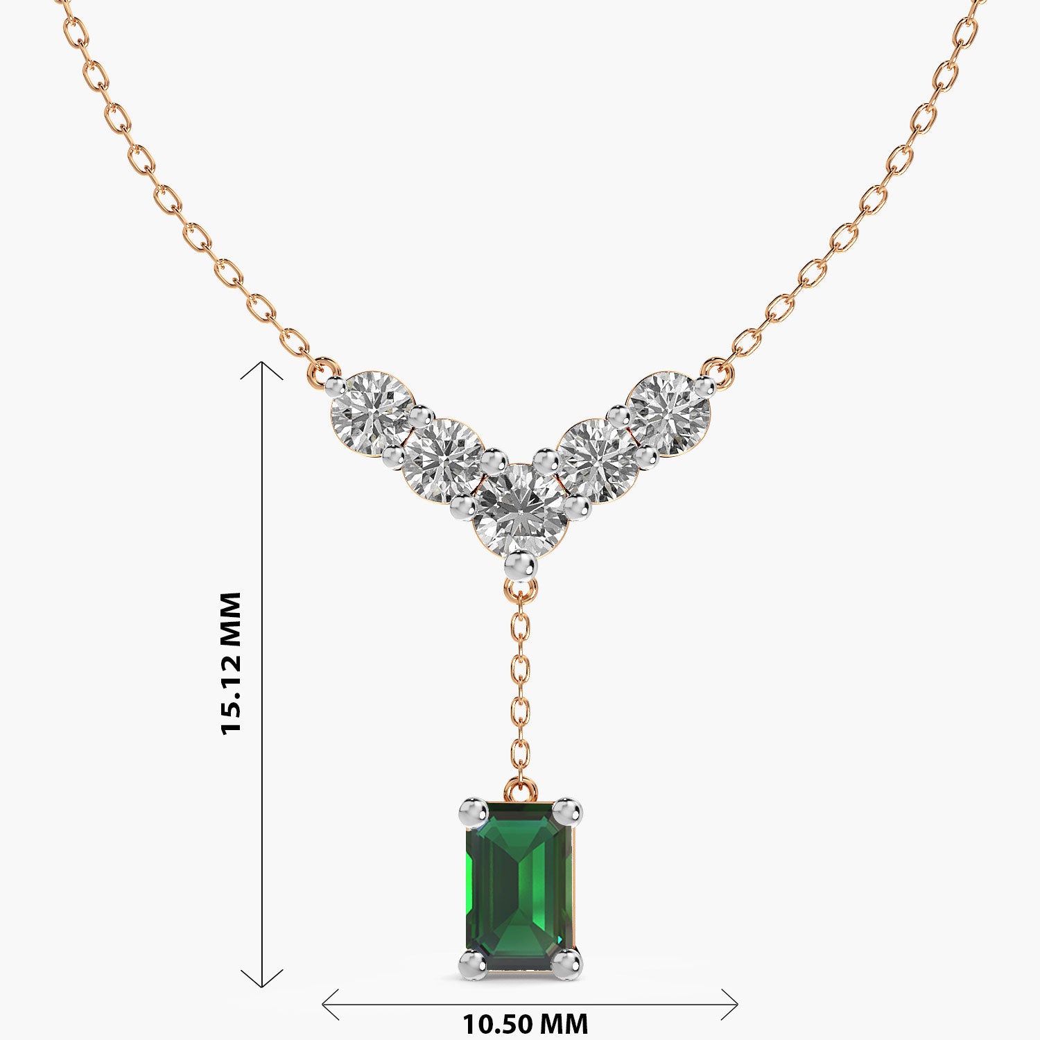 V-Shaped Diamond Drop Necklace(With Chain) - MOENA | Lab Grown Diamond Jewellery