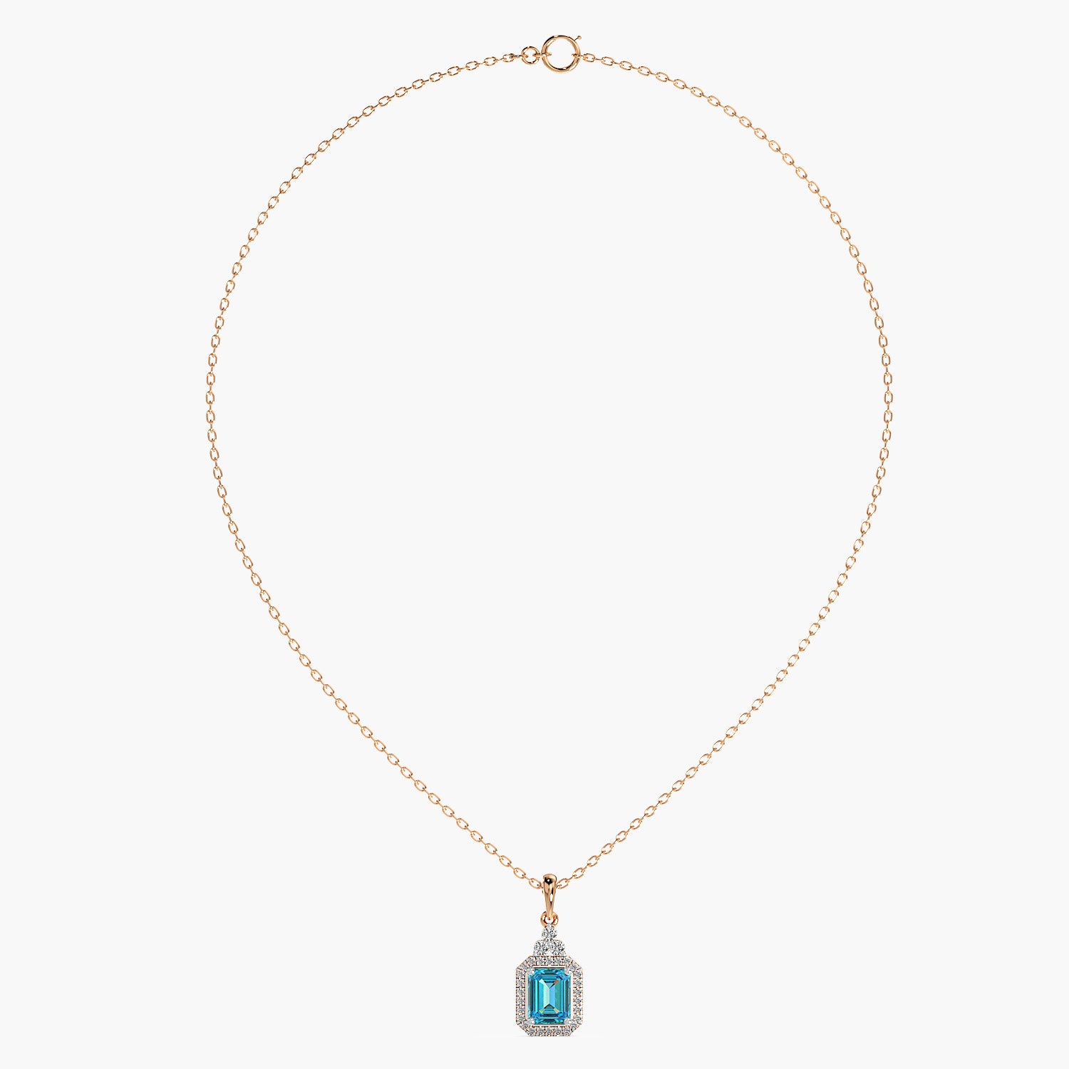 Blue Topaz and Lab-Grown Diamond Pendant - Moena