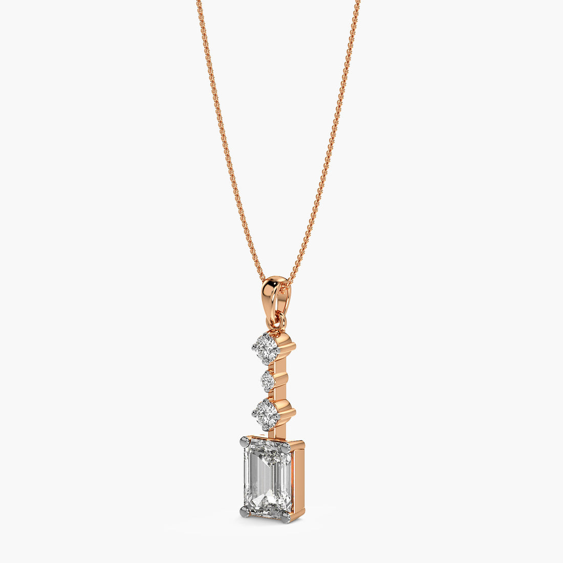 Lumina Drop Pendant - 3D View in Rose Gold - Diamond Pendant by Moena