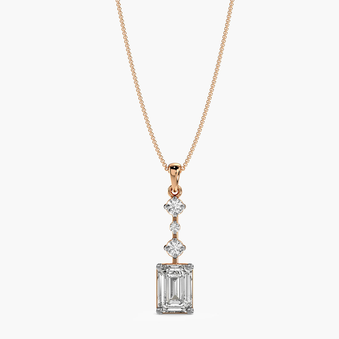 Lumina Drop Pendant - Front View in Rose Gold - Diamond Pendant by Moena