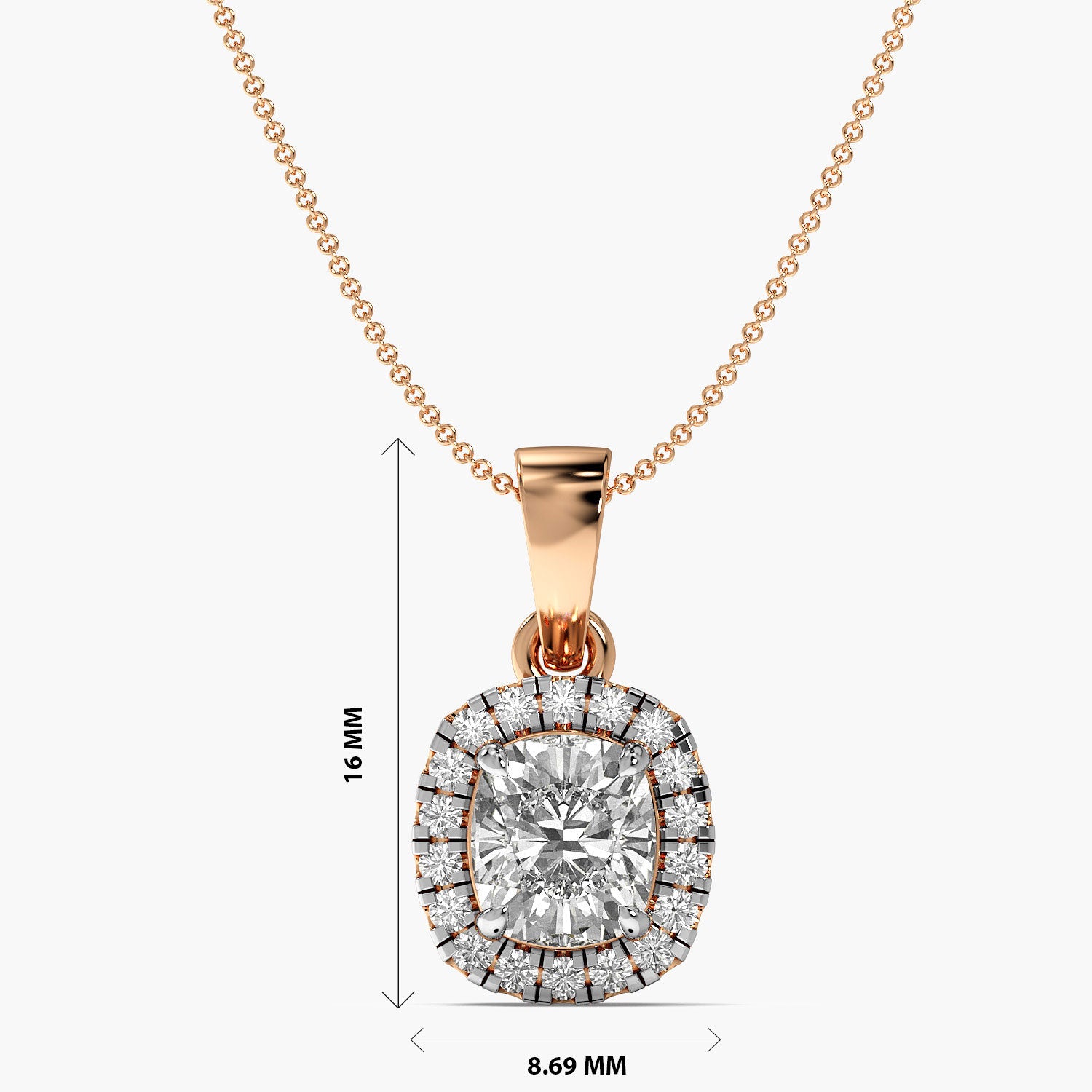 Cushion Halo Diamond Pendant - Moena