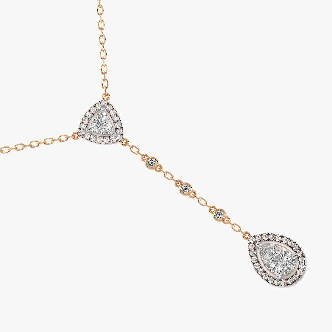Pear Drop Lab-Grown Diamond Necklace(With Chain) - Top View in Rose Gold - Pear Diamond Pendant by Moena