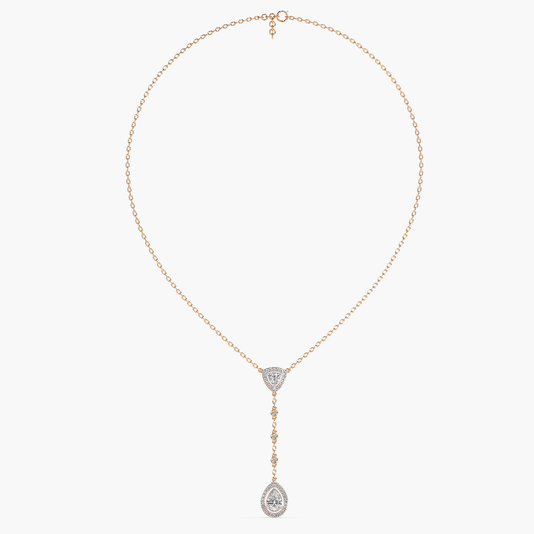 Pear Drop Lab-Grown Diamond Necklace(With Chain) - Front View in Rose Gold - Pear Diamond Pendant by Moena