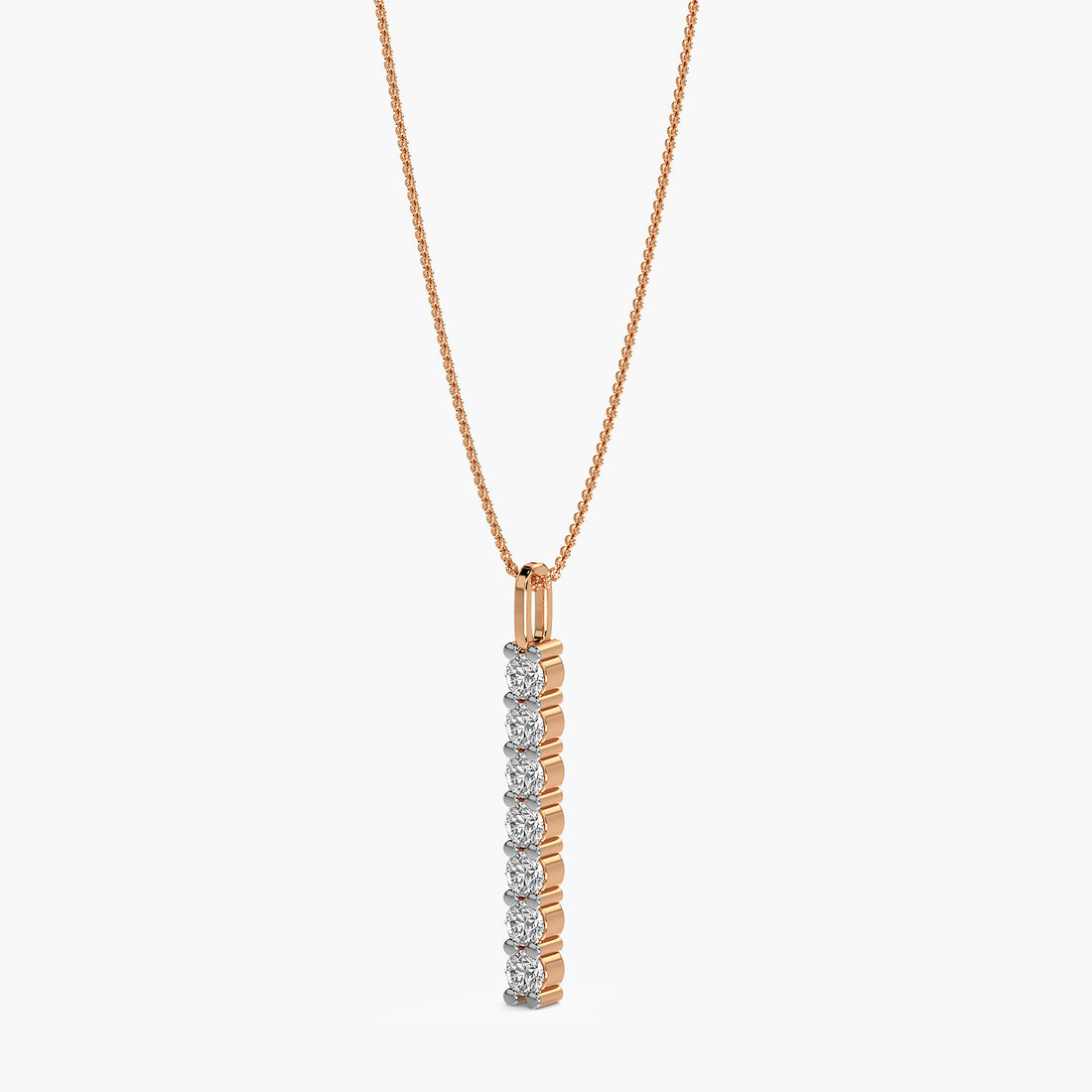 Vertical Spark Pendant - 3D View in Rose Gold - Diamond Pendant by Moena