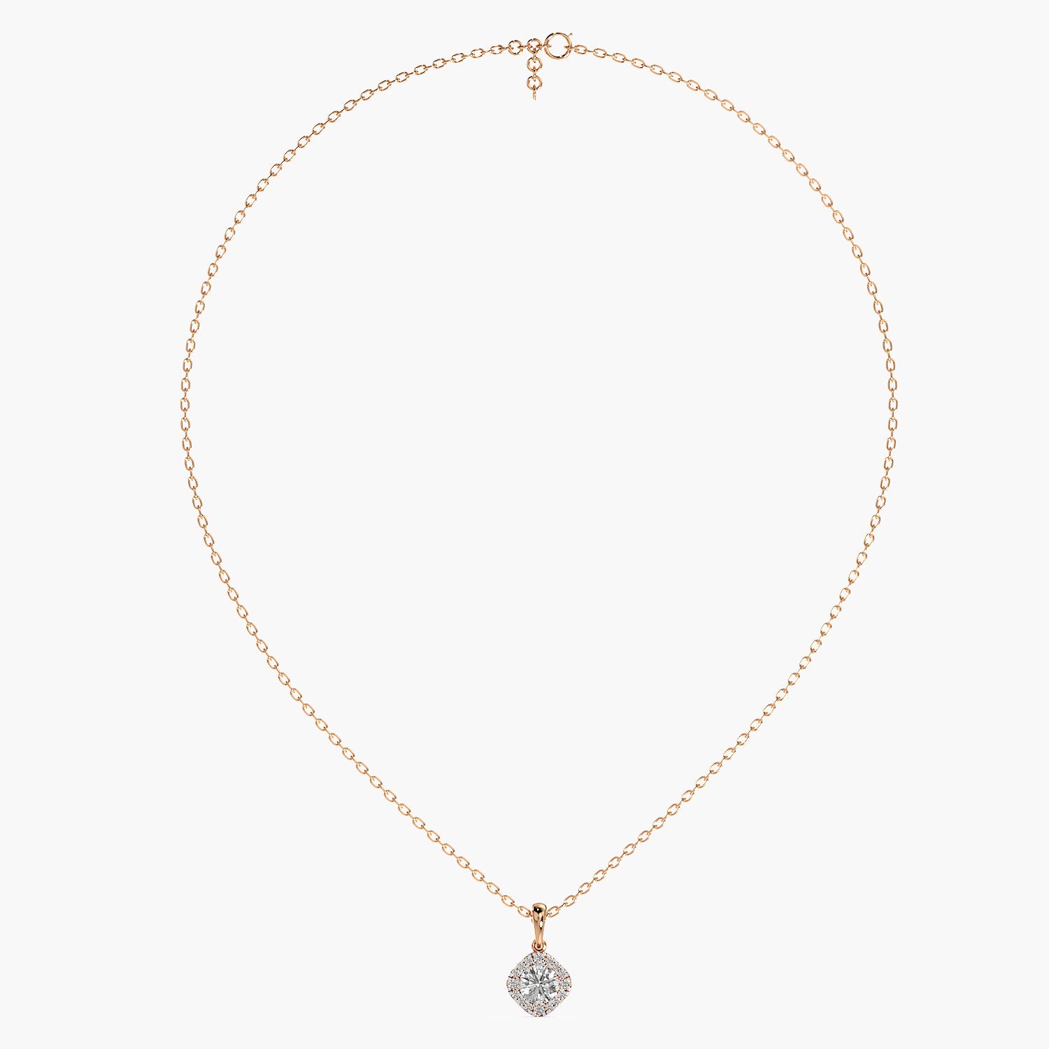 Cushion Halo Lab-Grown Diamond Necklace(With Chain) - Moena