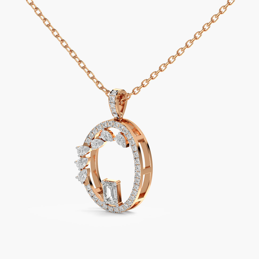 Abstract Halo Lab-Grown Diamond Necklace(With Chain) - Moena