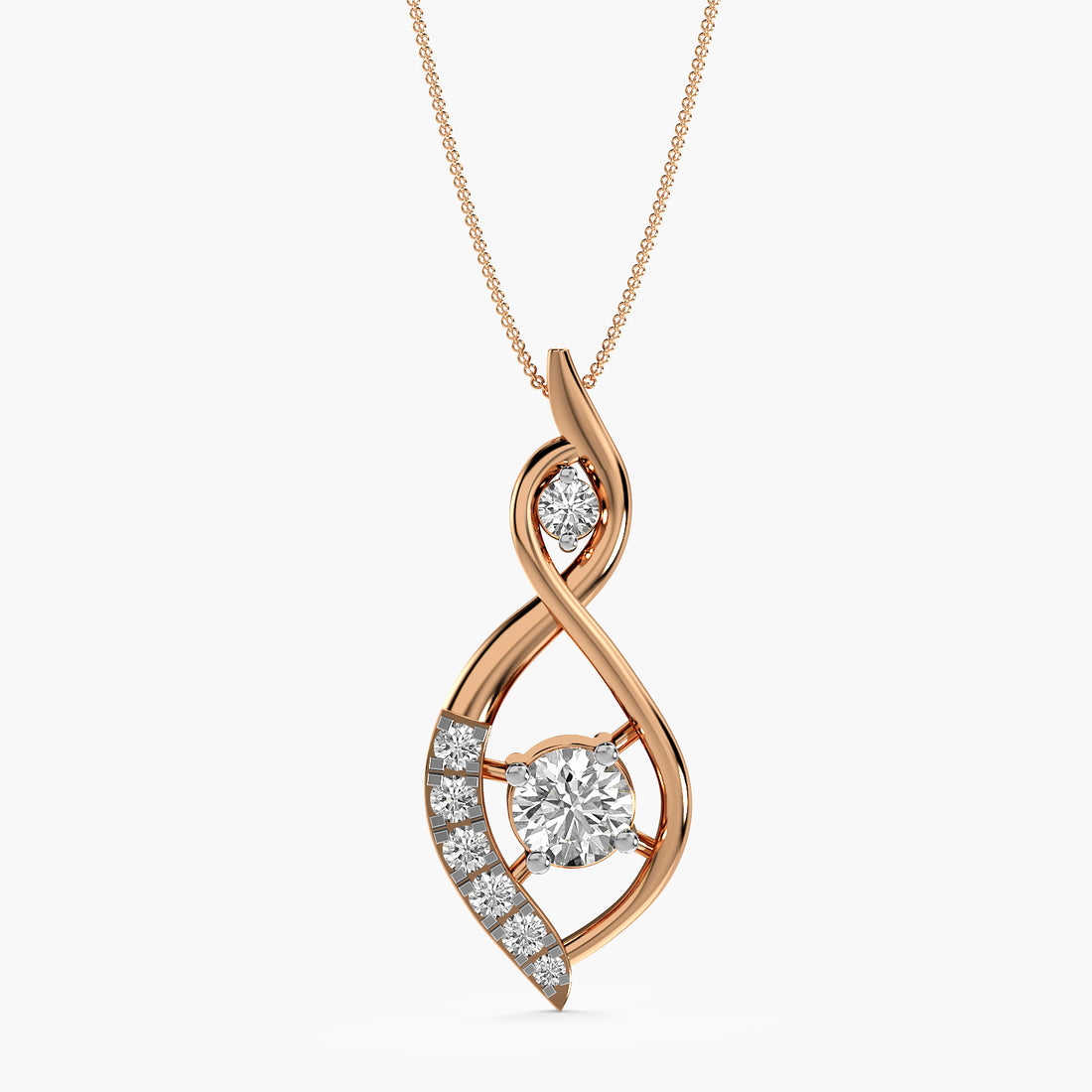 Luminous Flow Pendant - Front View in Rose Gold - Diamond Pendant by Moena