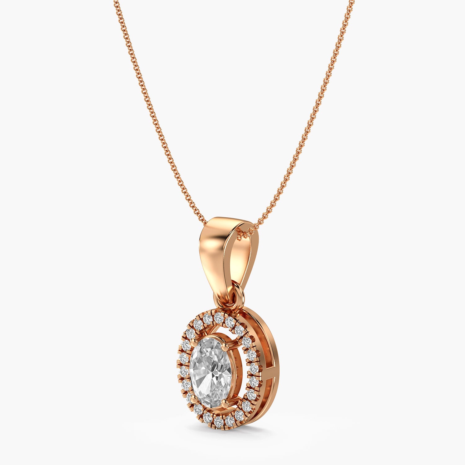 Oval Halo Diamond Pendant - Moena