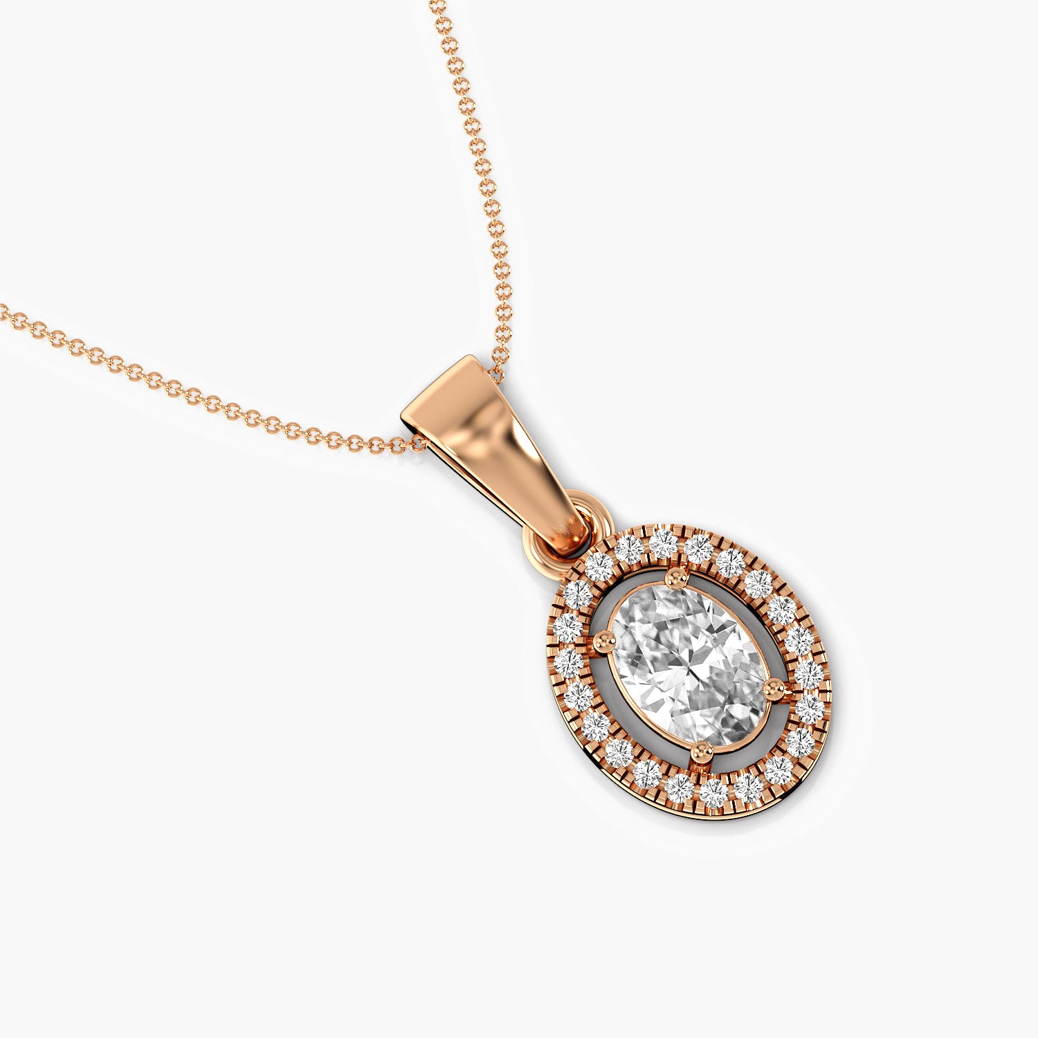 Oval Halo Diamond Pendant - Moena