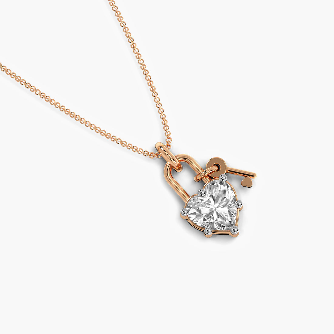 Love Lock Pendant - Top View in Rose Gold - Diamond Pendant by Moena
