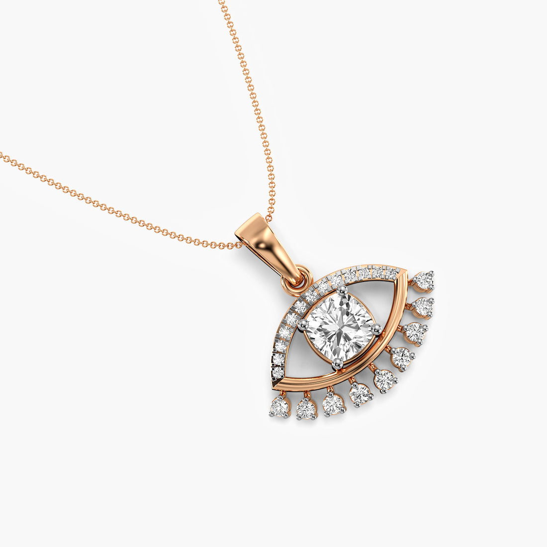 Evil Eye Radiance Pendant - Top View in Rose Gold - Diamond Pendant by Moena