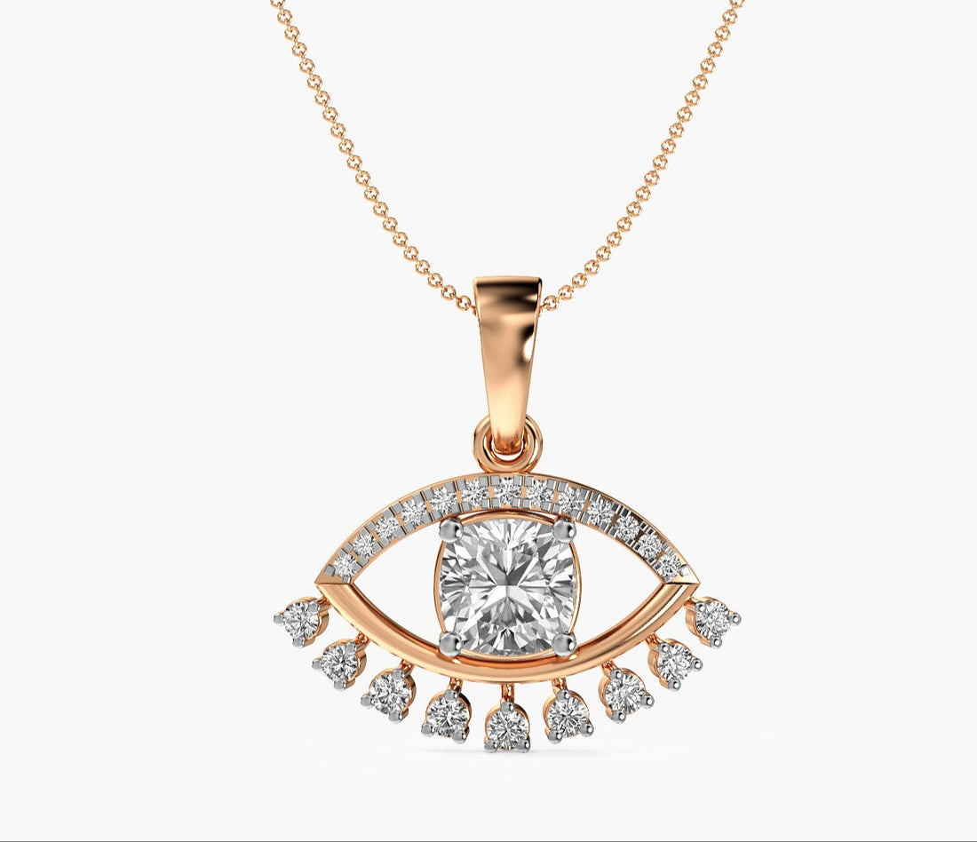 Evil Eye Radiance Pendant - Front View in Rose Gold - Diamond Pendant by Moena