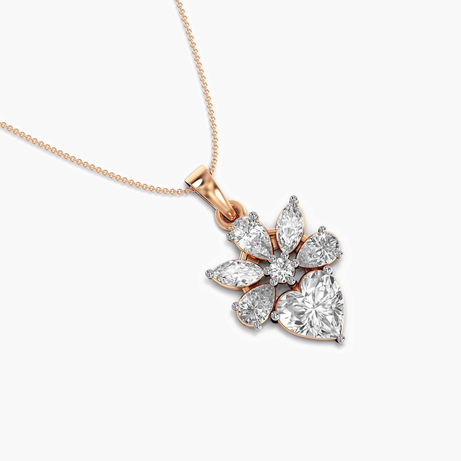 Floral Heart Diamond Pendant - Moena