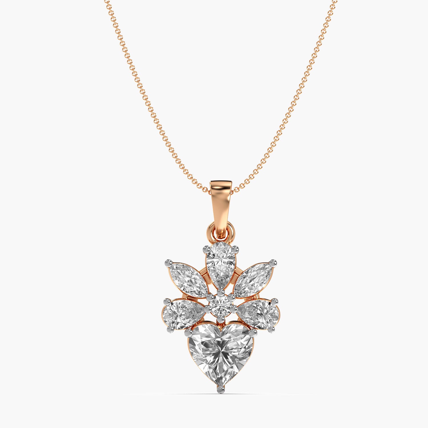 Floral Heart Diamond Pendant - Moena