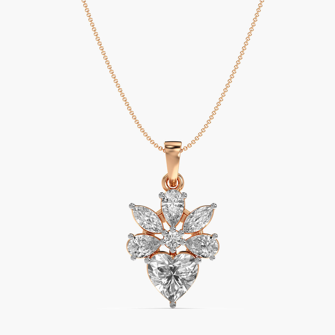 Floral Heart Diamond Pendant - Moena