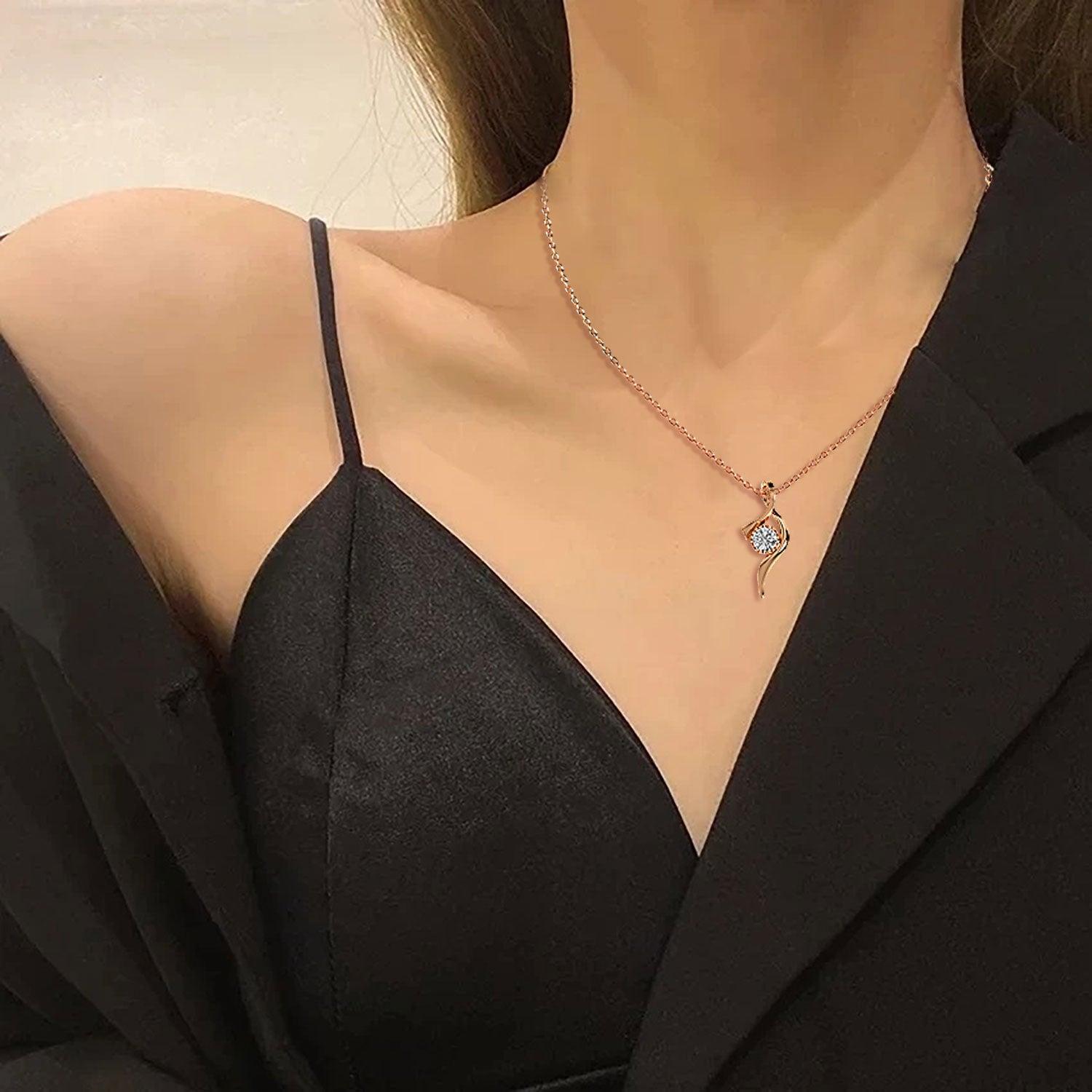 Twirl Lab-Grown Diamond Necklace(With Chain) - MOENA | Lab Grown Diamond Jewellery