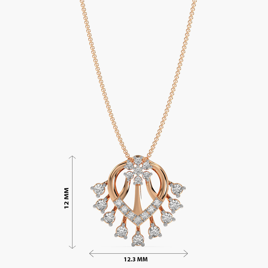 Radiant Cascade Lab-Grown Diamond Pendant - Front View in Rose Gold - Radiant Diamond Pendant by Moena