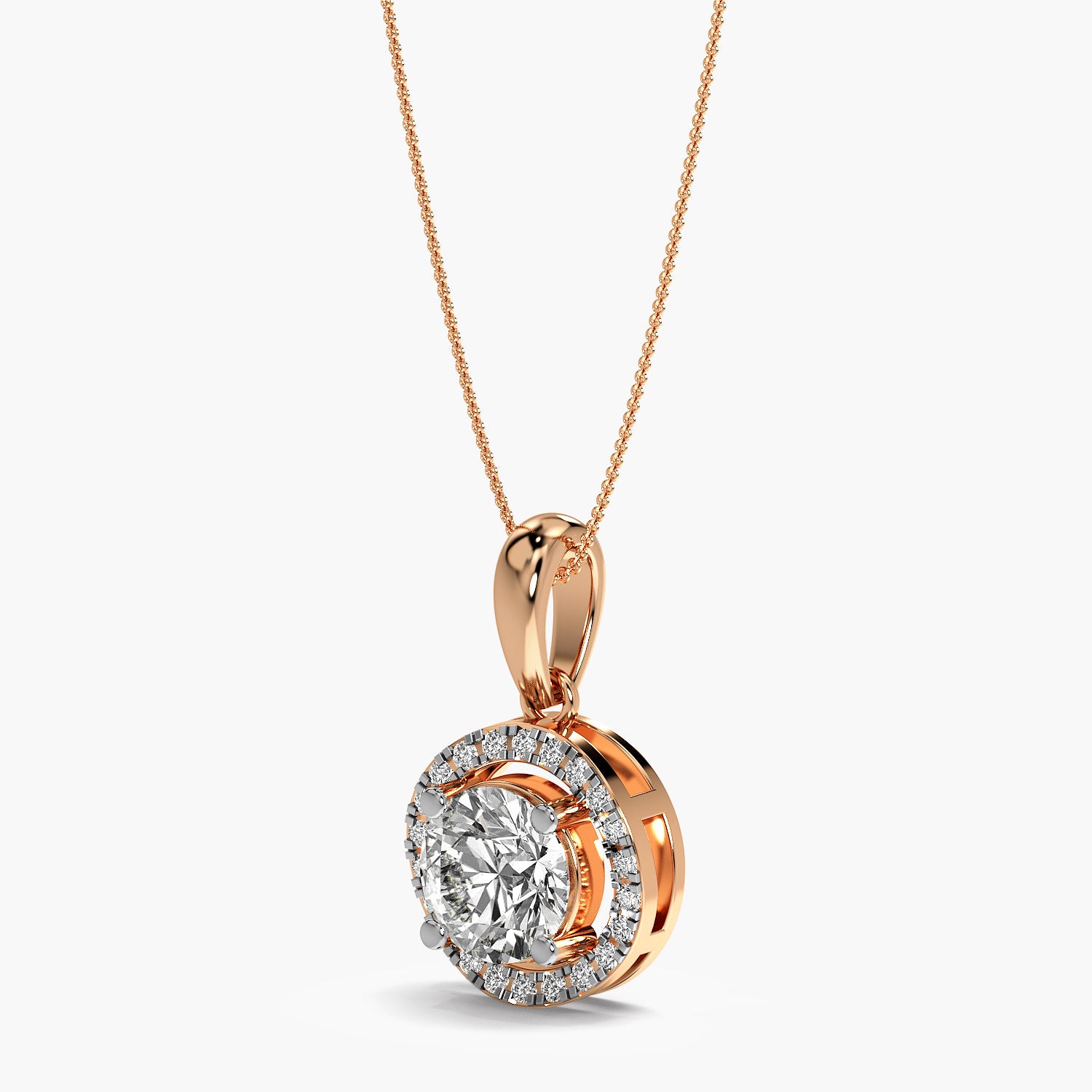 Classic Round Halo Diamond Pendant - Moena