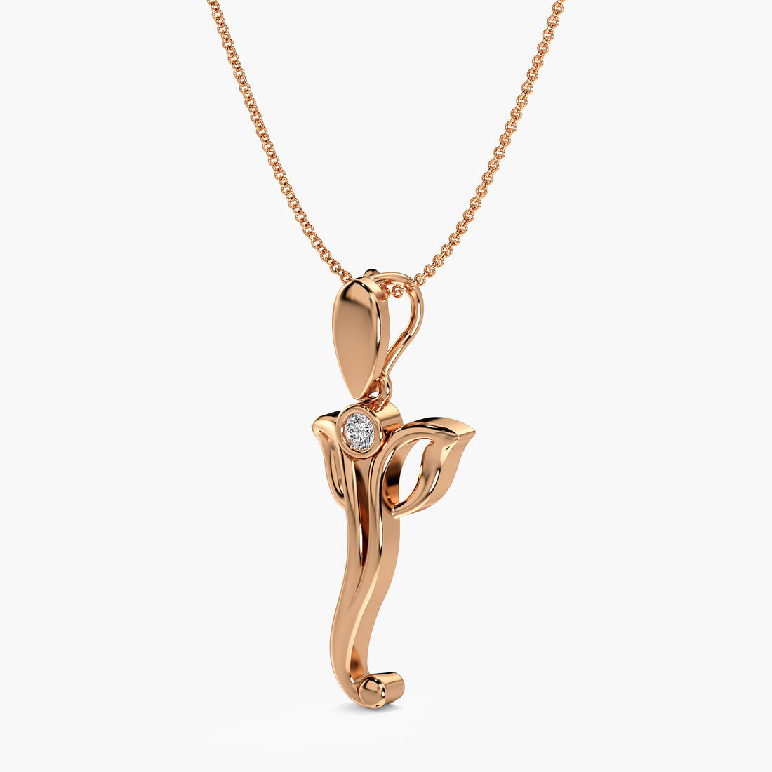 Divine Symbol Pendant - 3D View in Rose Gold - Diamond Pendant by Moena