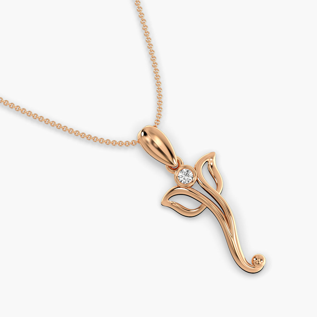 Divine Symbol Pendant - Top View in Rose Gold - Diamond Pendant by Moena