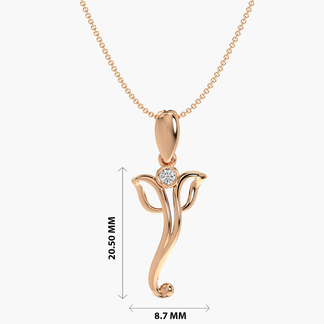 Divine Symbol Pendant - Front View in Rose Gold - Diamond Pendant by Moena