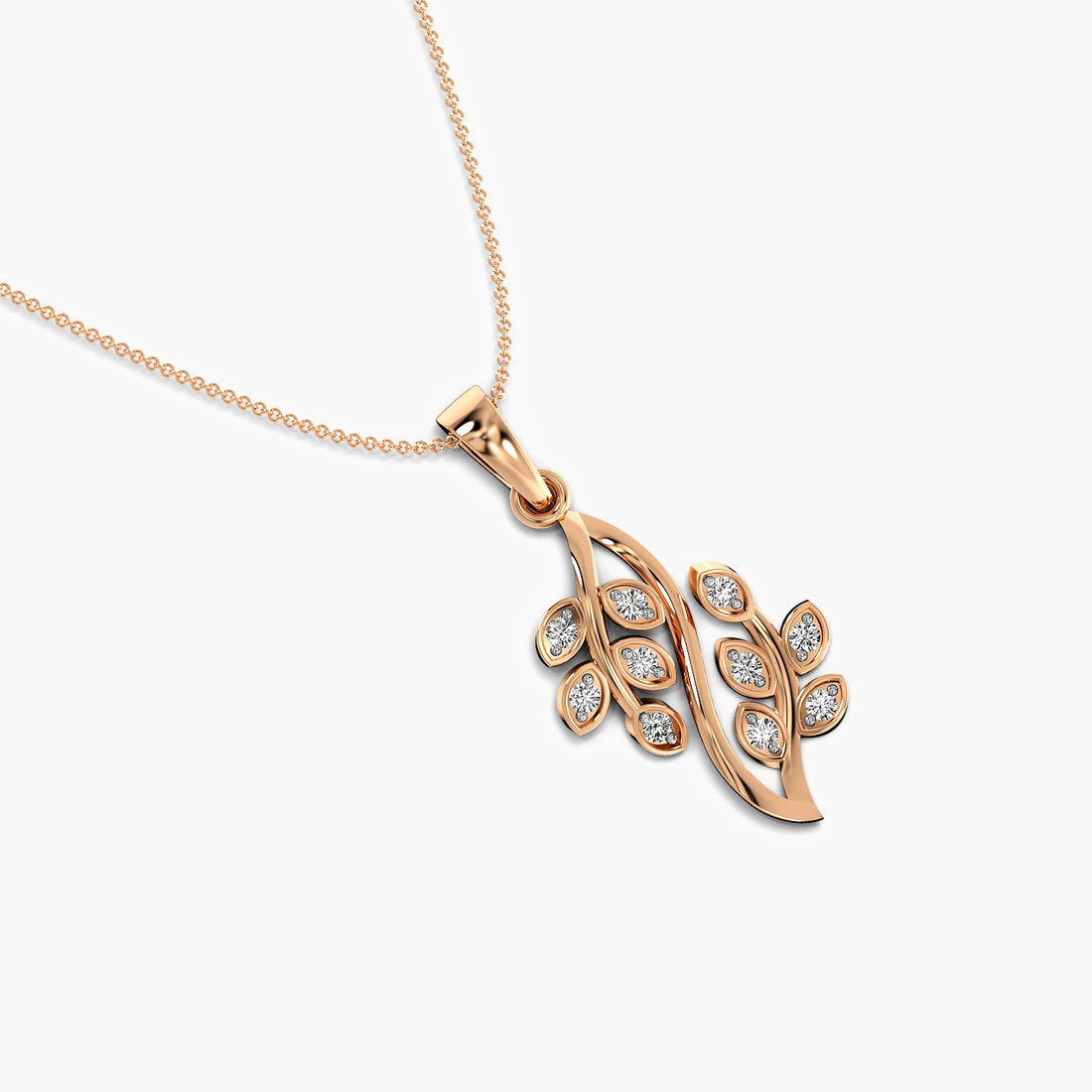 Nature-Inspired Diamond Pendant - Top View in Rose Gold - Diamond Pendant by Moena